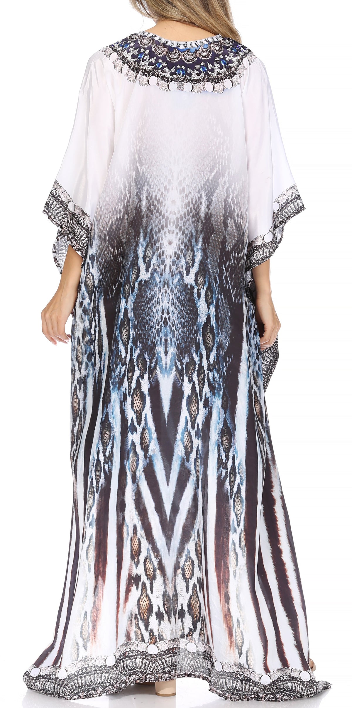 Rhinestone V-Neck Caftan Cover-Up