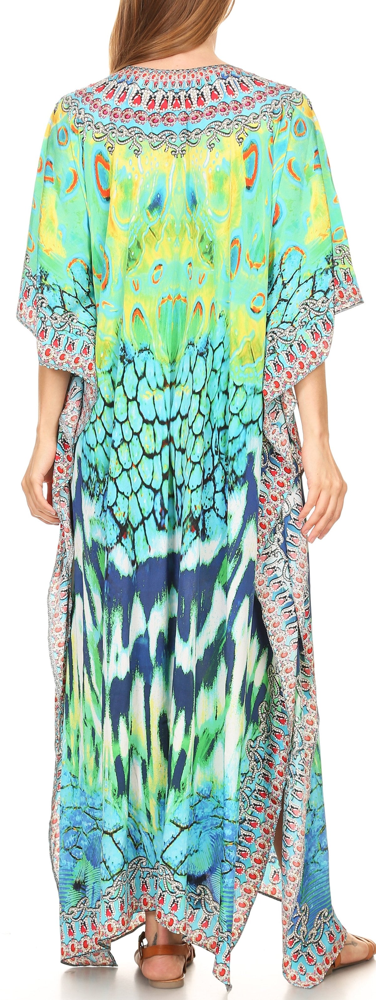 Rhinestone V-Neck Caftan Cover-Up