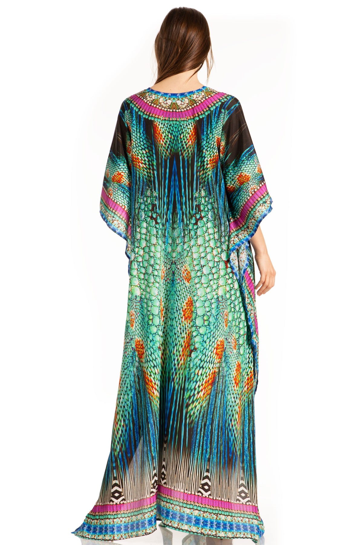 Rhinestone V-Neck Caftan Cover-Up