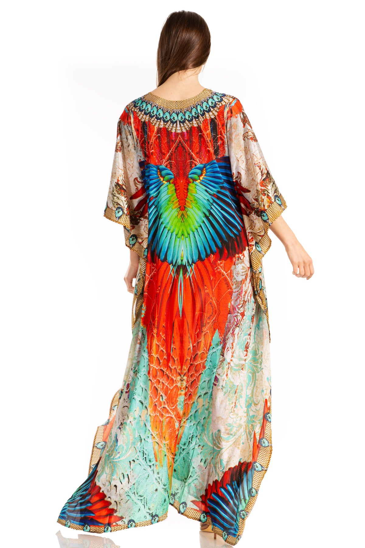 Rhinestone V-Neck Caftan Cover-Up