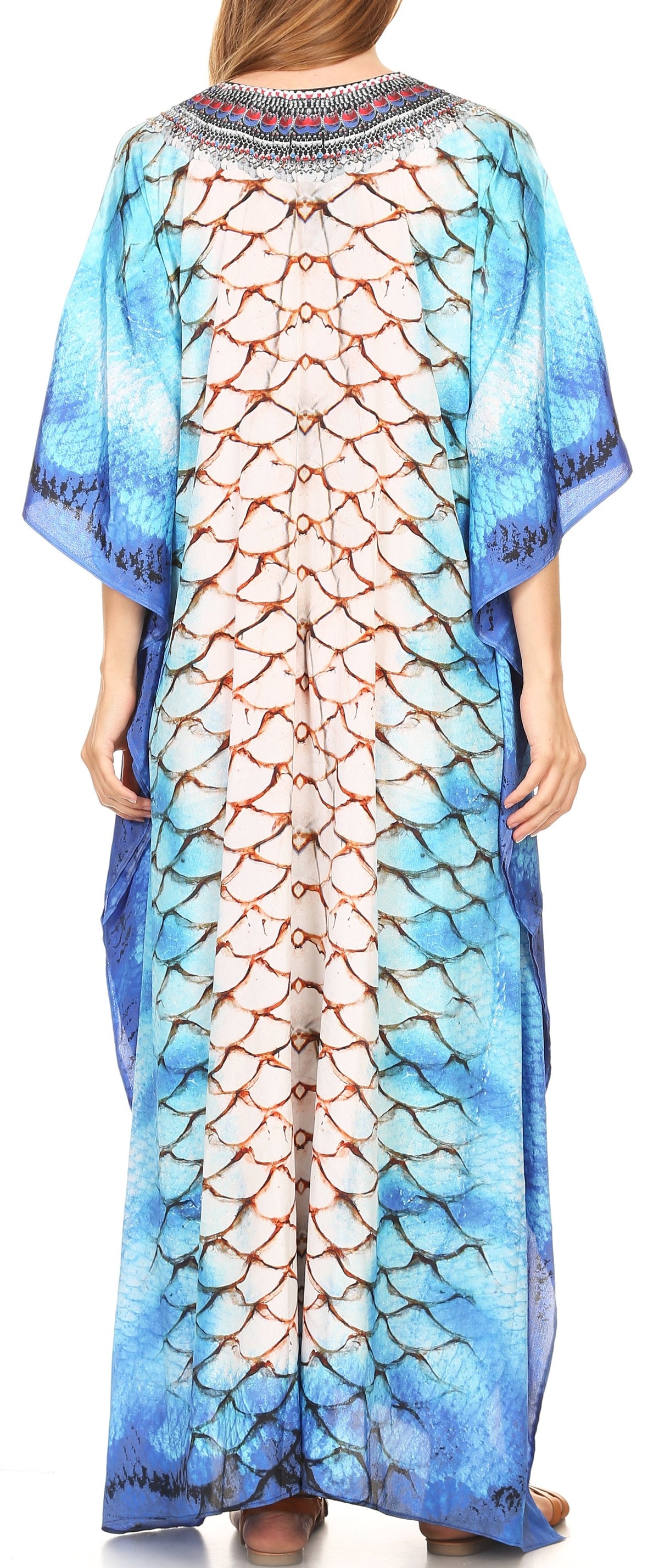 Rhinestone V-Neck Caftan Cover-Up