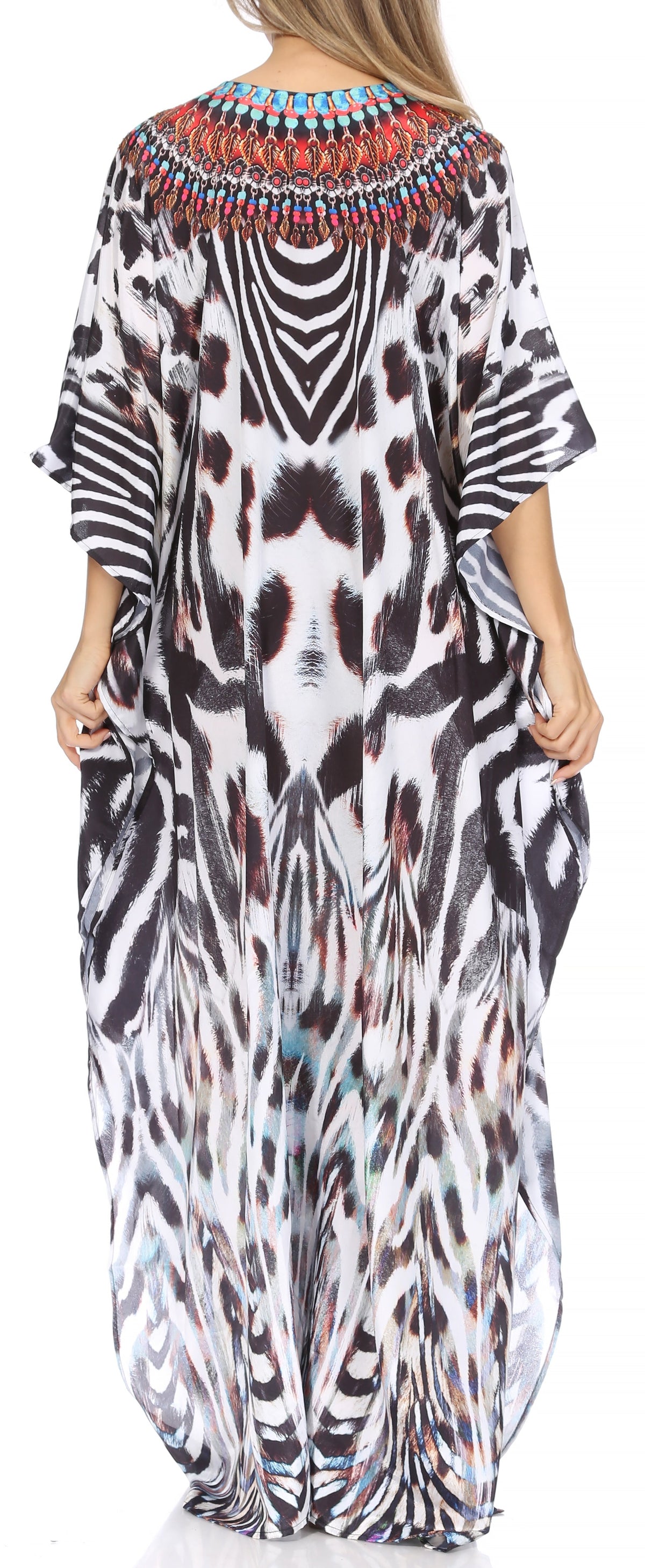 Rhinestone V-Neck Caftan Cover-Up