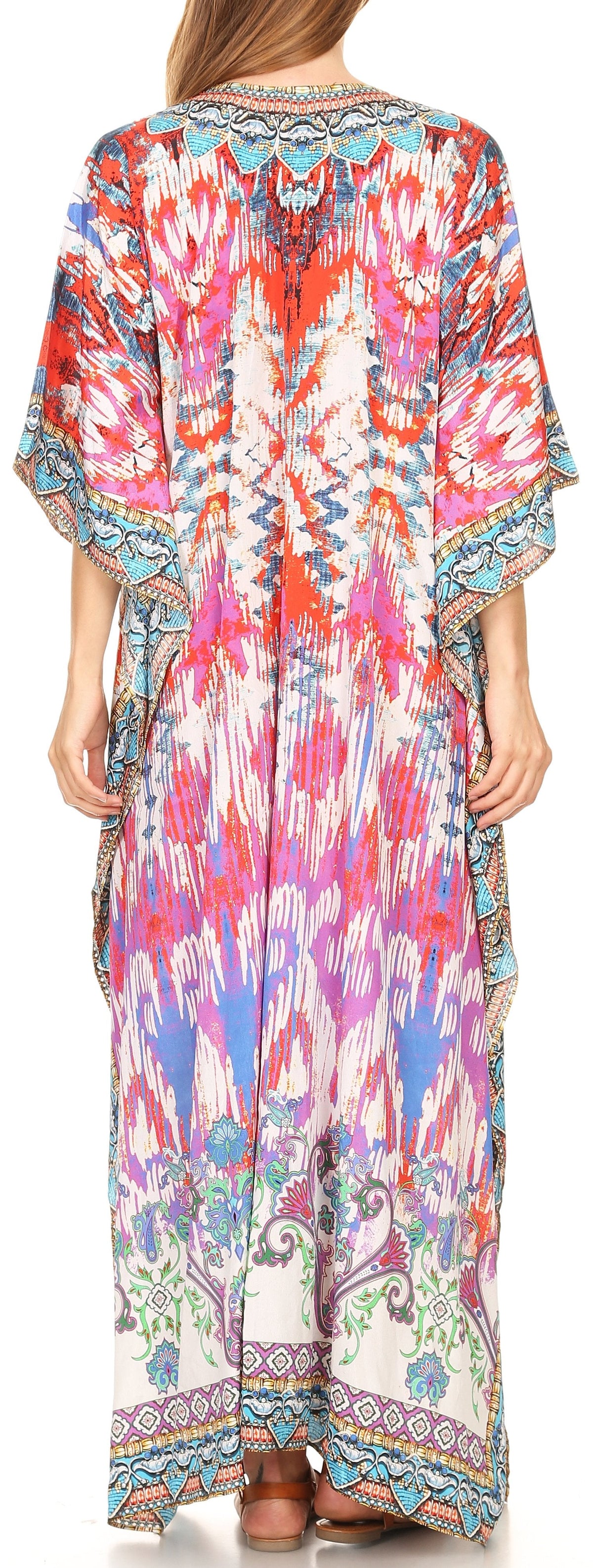 Rhinestone V-Neck Caftan Cover-Up