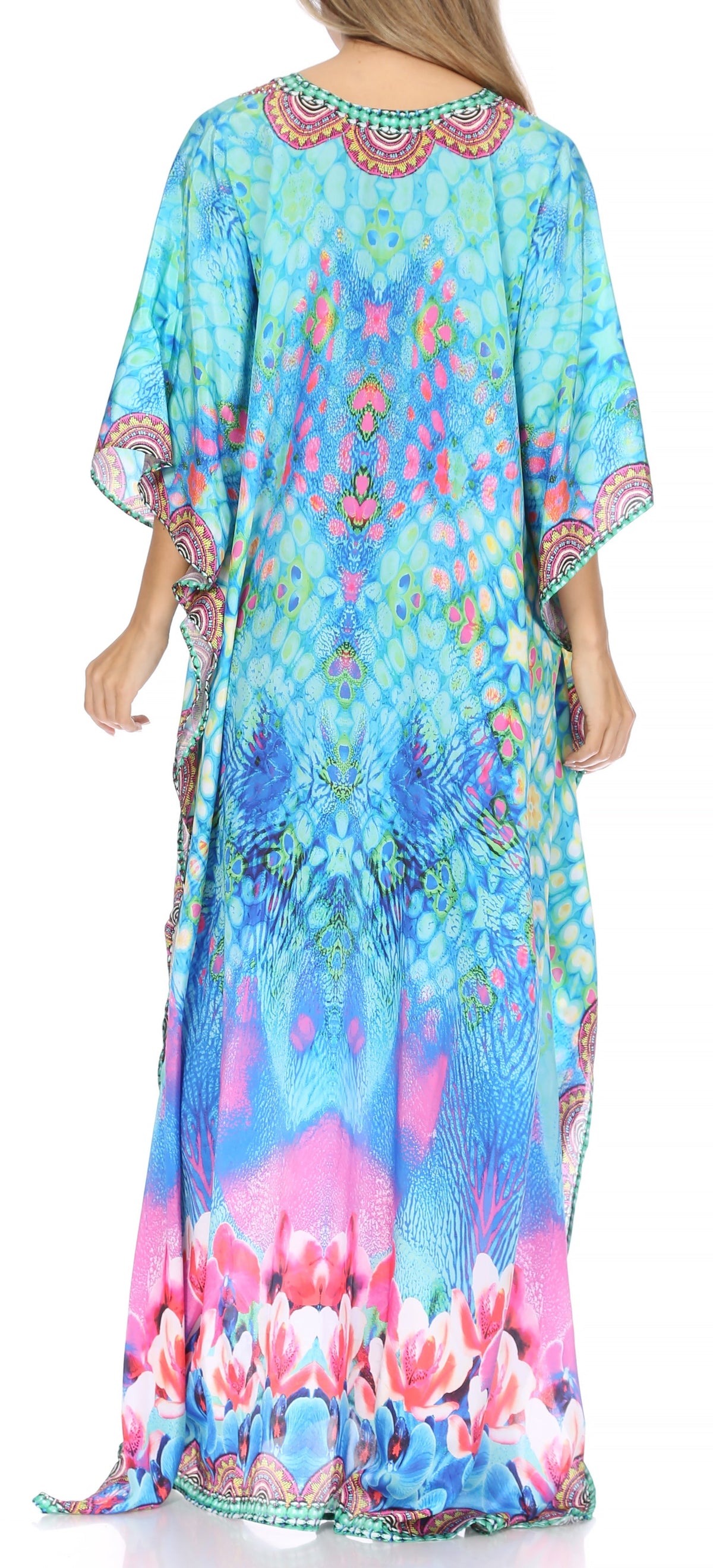 Rhinestone V-Neck Caftan Cover-Up