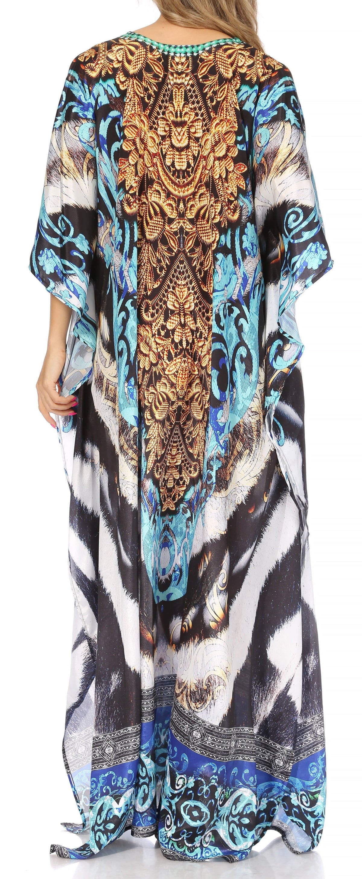 Rhinestone V-Neck Caftan Cover-Up