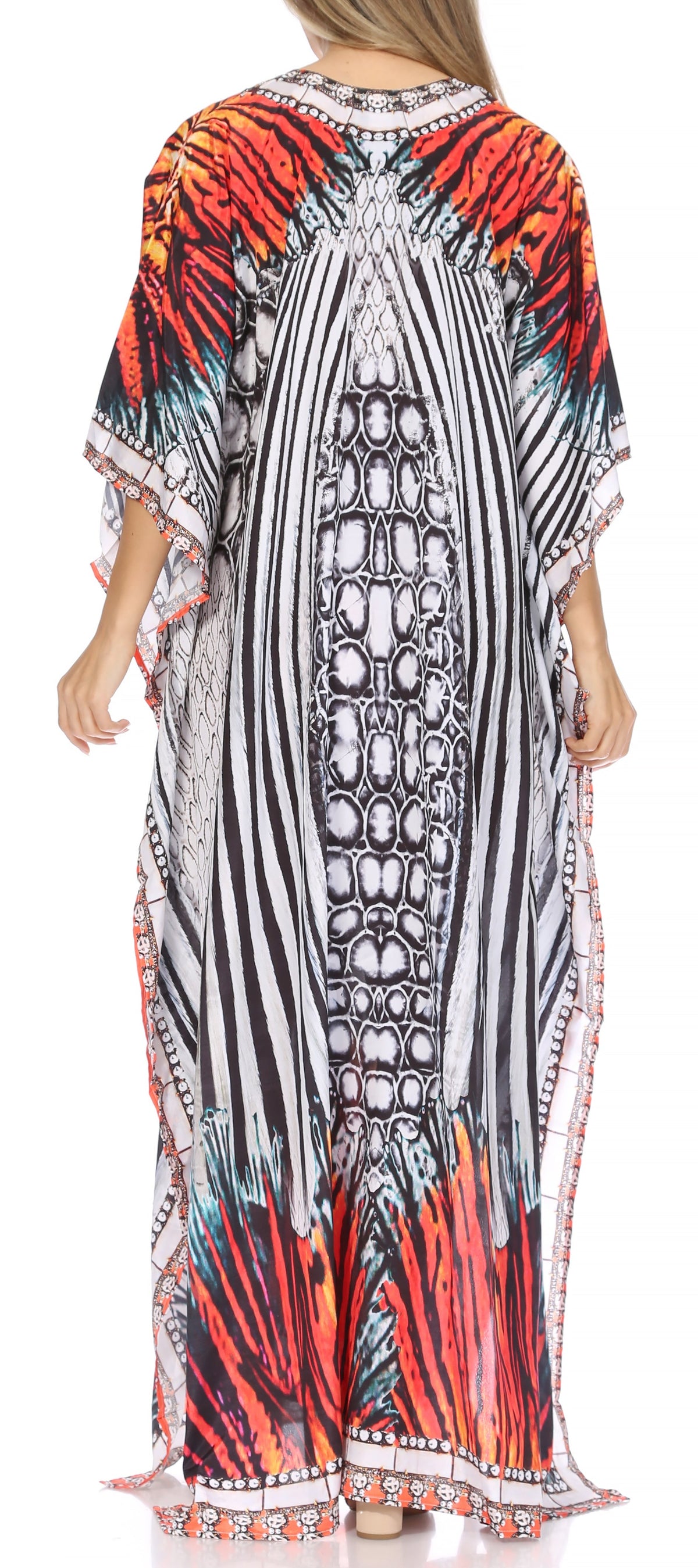 Rhinestone V-Neck Caftan Cover-Up