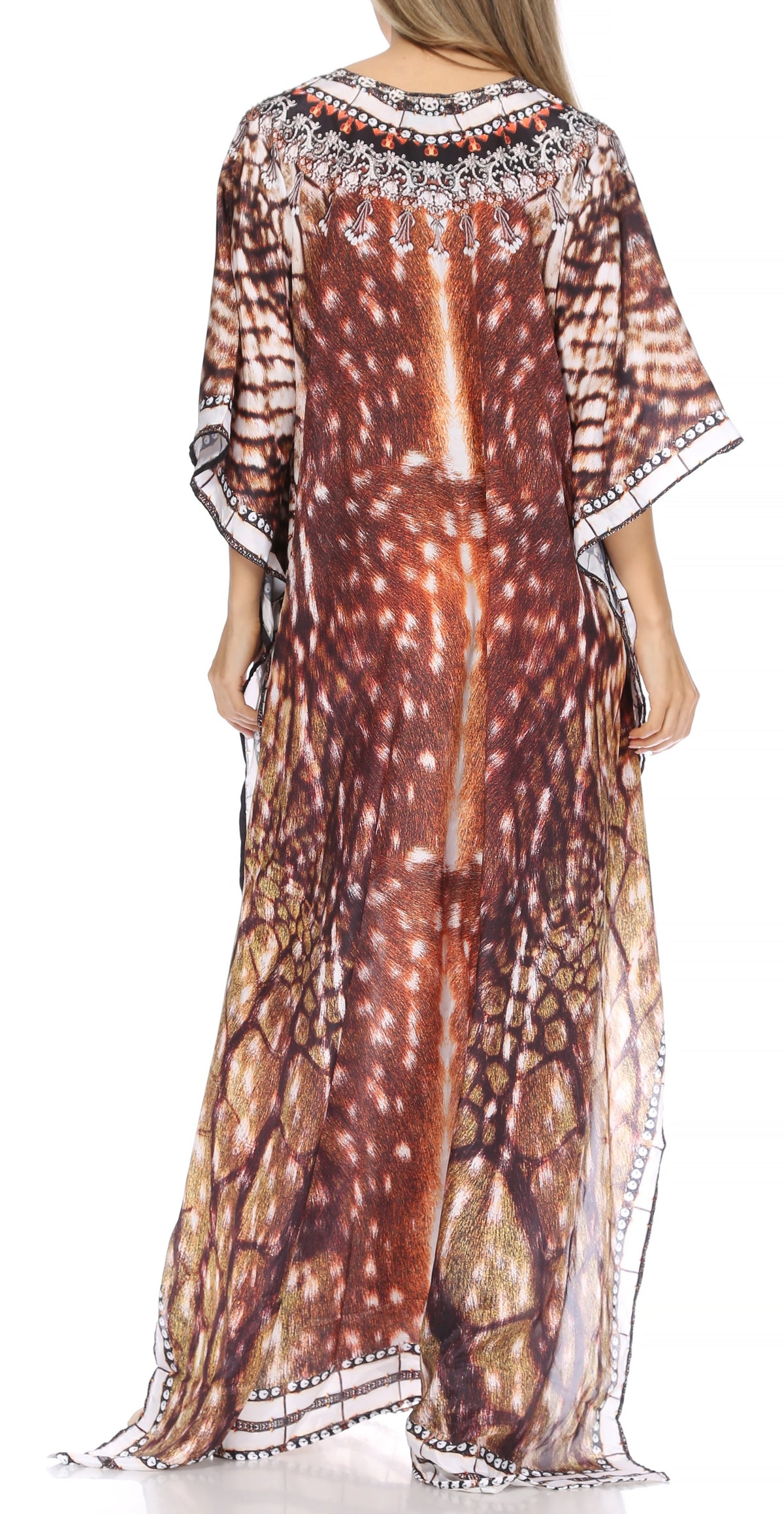 Rhinestone V-Neck Caftan Cover-Up