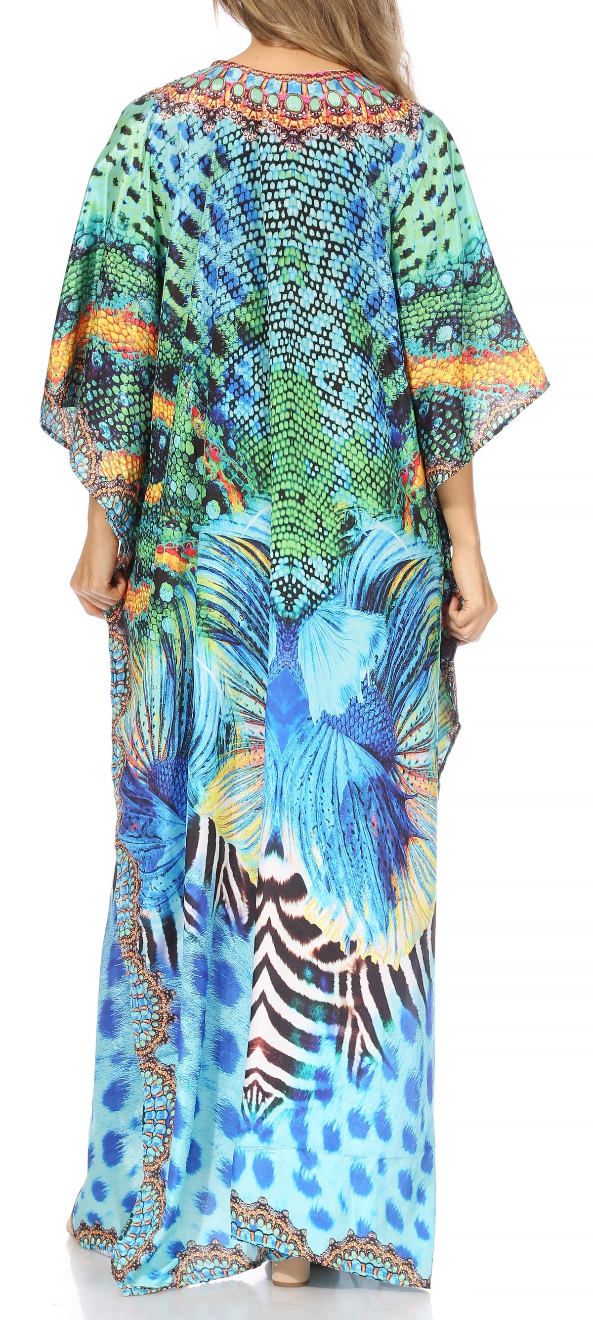 Rhinestone V-Neck Caftan Cover-Up