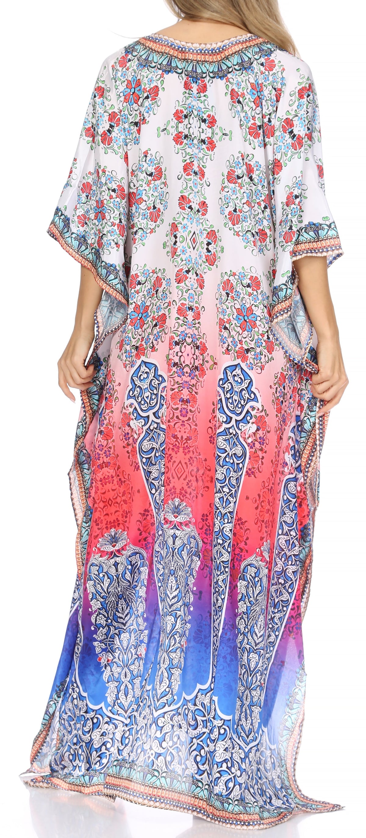 Rhinestone V-Neck Caftan Cover-Up