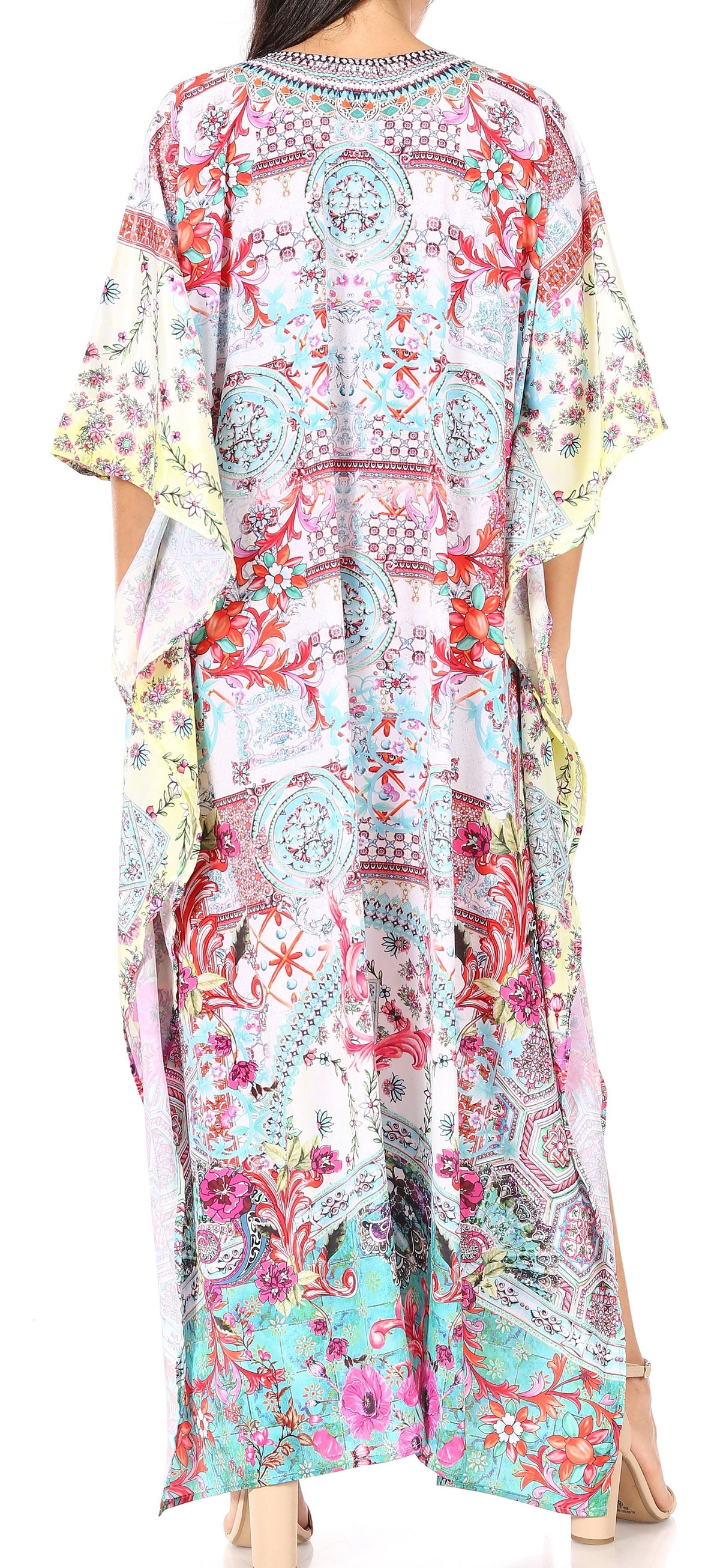 Rhinestone V-Neck Caftan Cover-Up