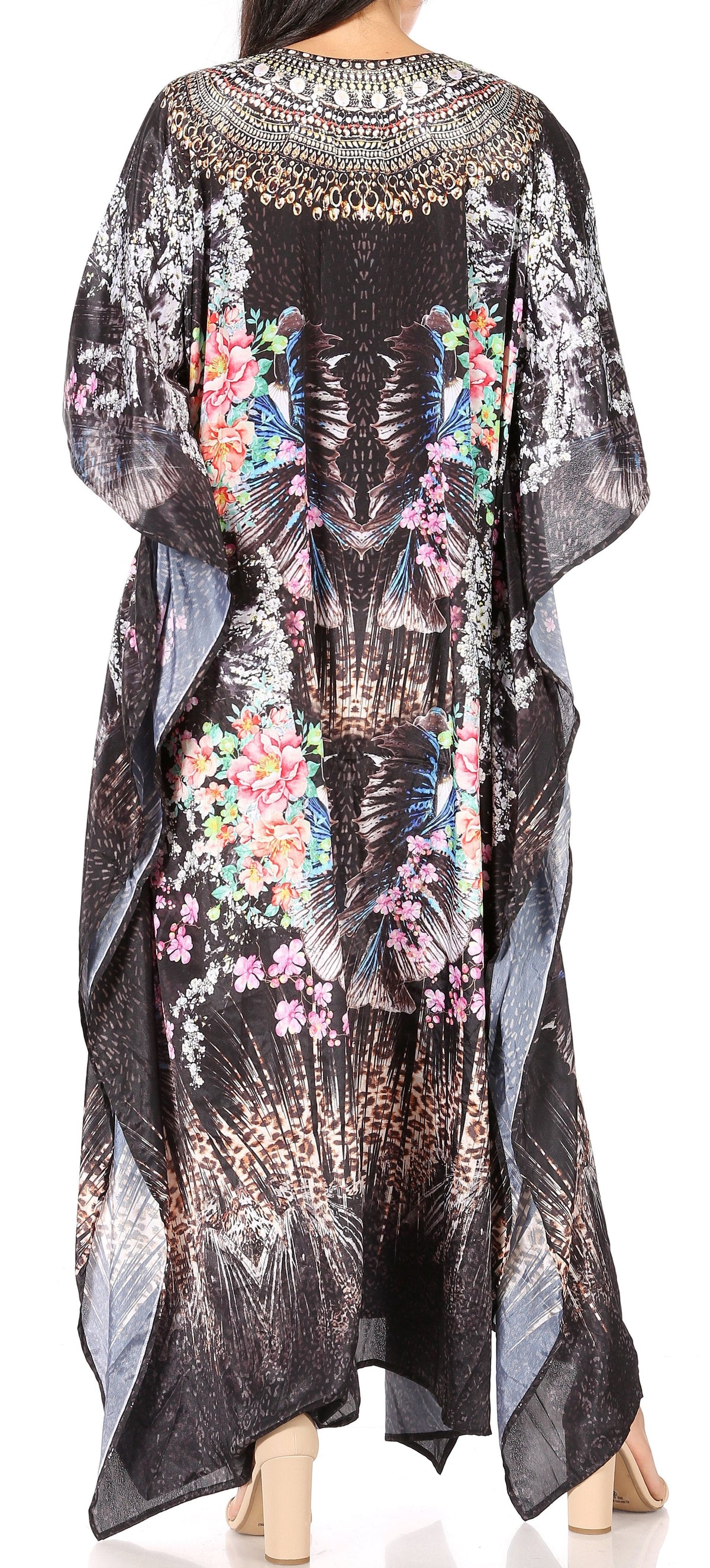 Rhinestone V-Neck Caftan Cover-Up