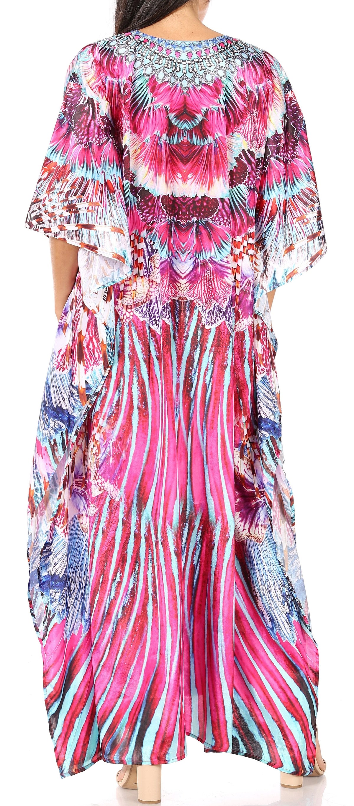 Rhinestone V-Neck Caftan Cover-Up
