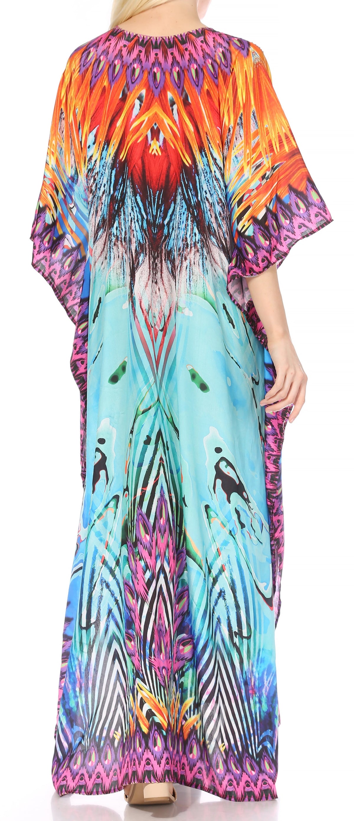 Rhinestone V-Neck Caftan Cover-Up