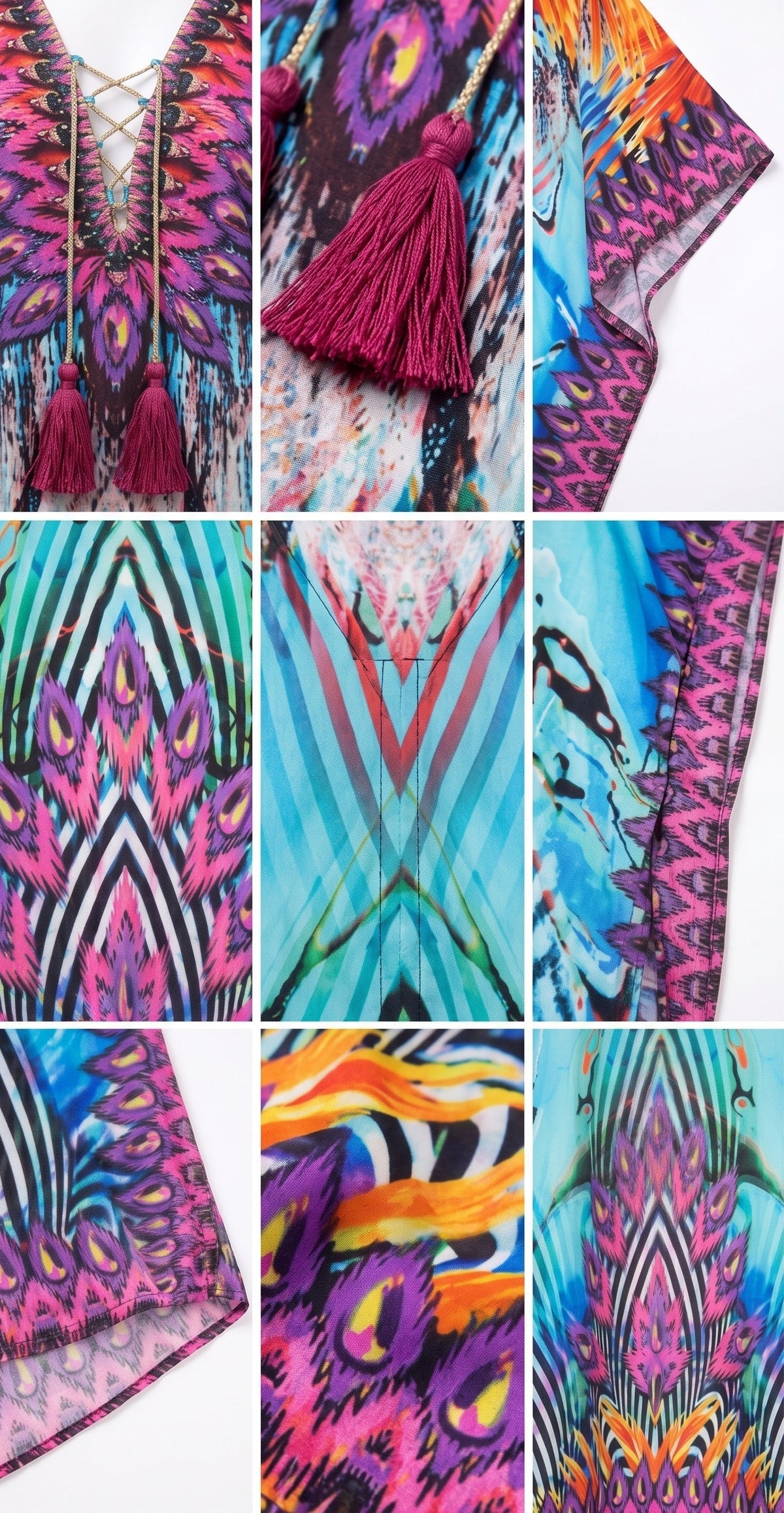 Rhinestone V-Neck Caftan Cover-Up