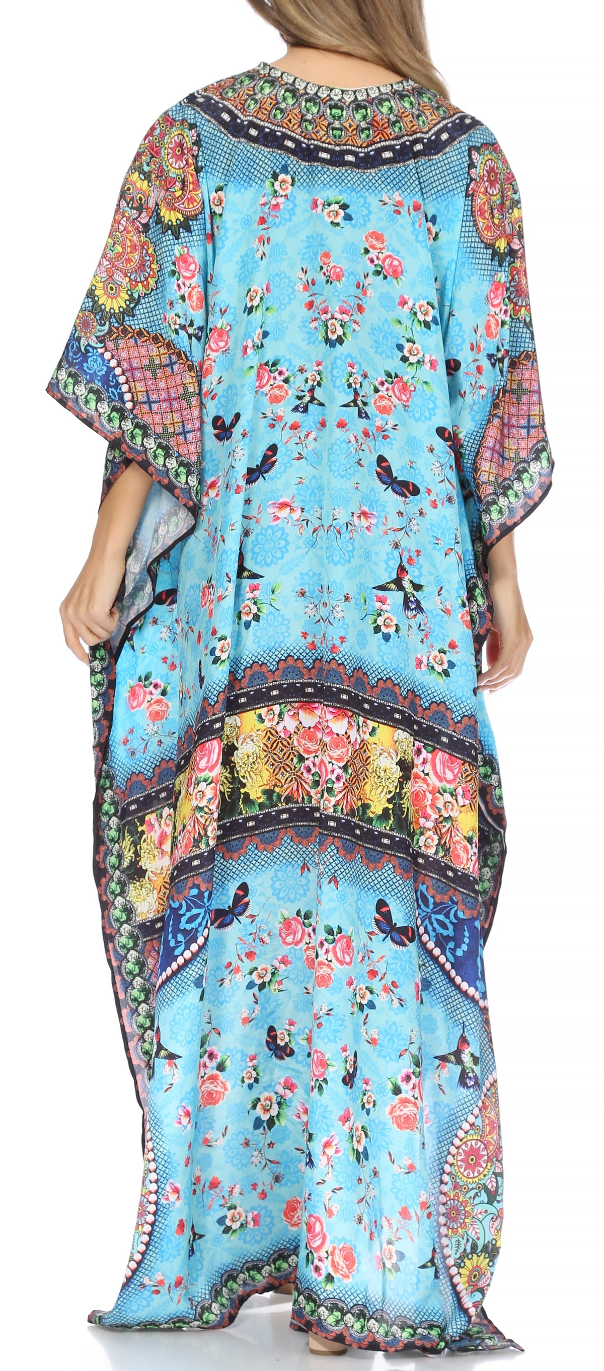 Rhinestone V-Neck Caftan Cover-Up