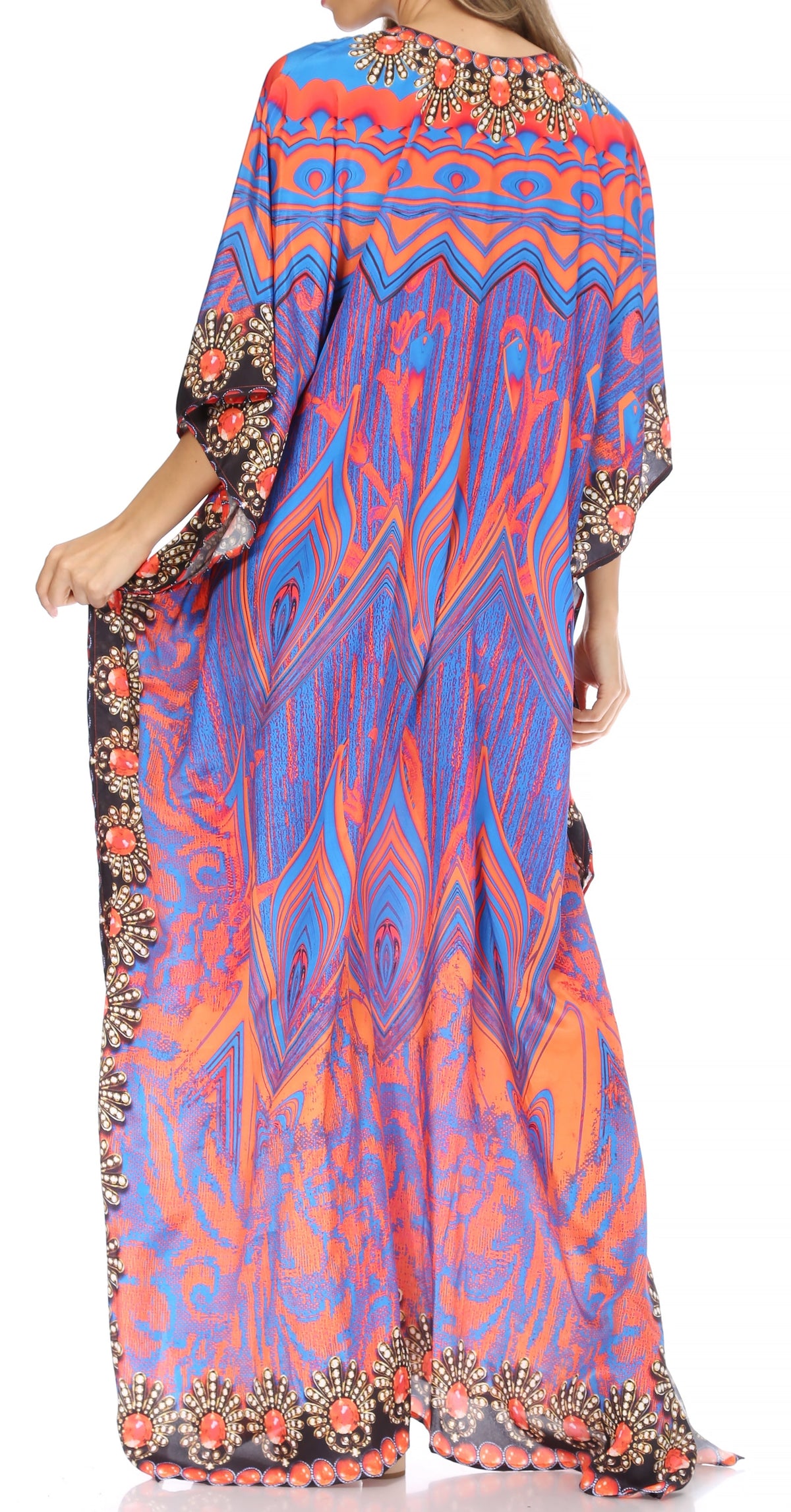 Rhinestone V-Neck Caftan Cover-Up