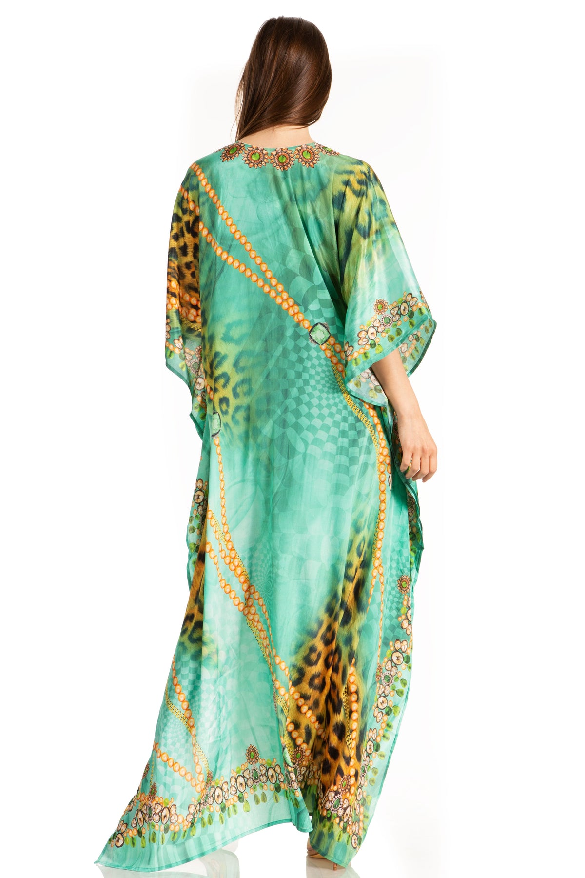 Rhinestone V-Neck Caftan Cover-Up