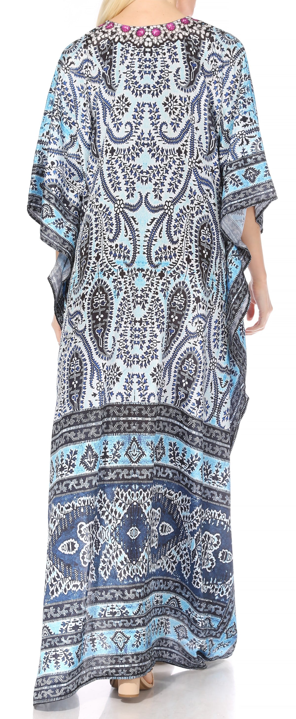 Rhinestone V-Neck Caftan Cover-Up