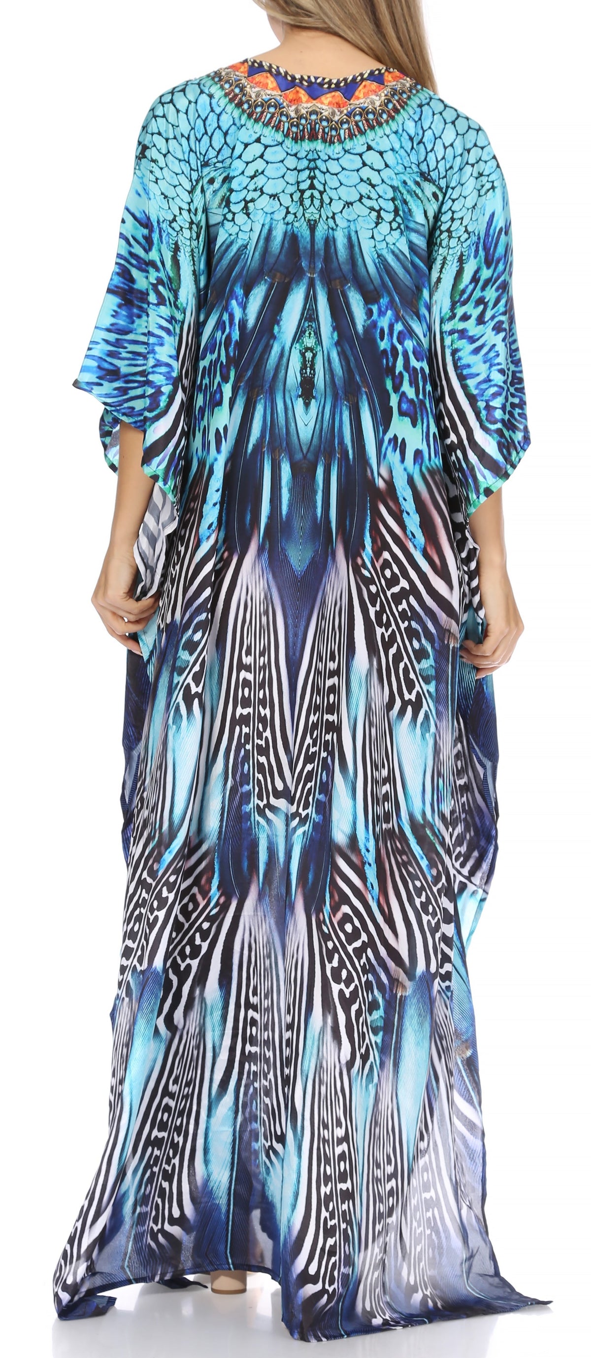 Rhinestone V-Neck Caftan Cover-Up