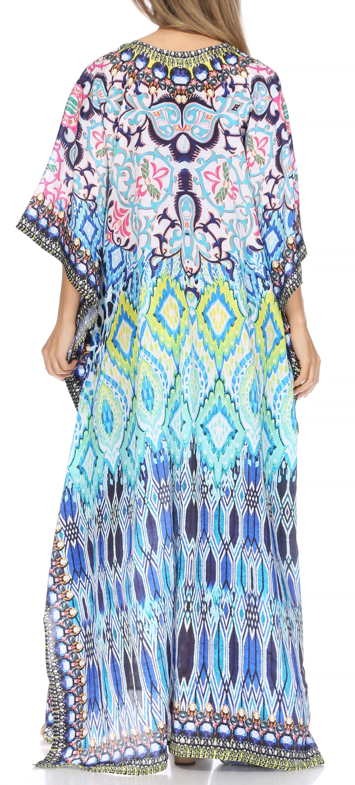 Rhinestone V-Neck Caftan Cover-Up