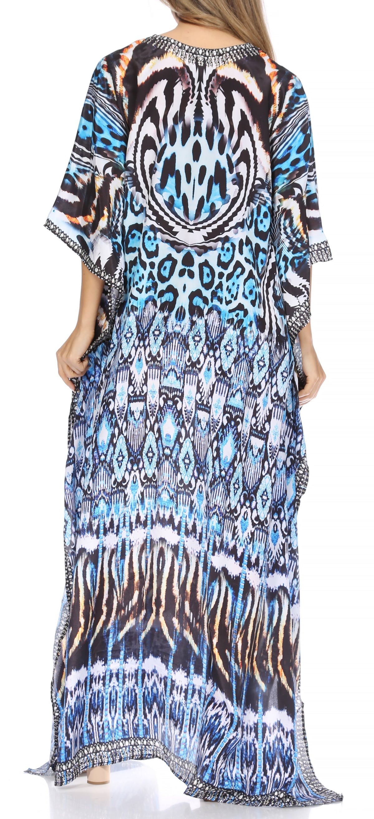 Rhinestone V-Neck Caftan Cover-Up