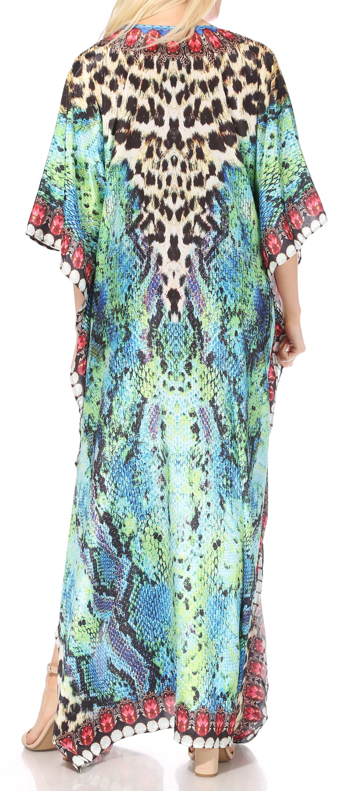Rhinestone V-Neck Caftan Cover-Up