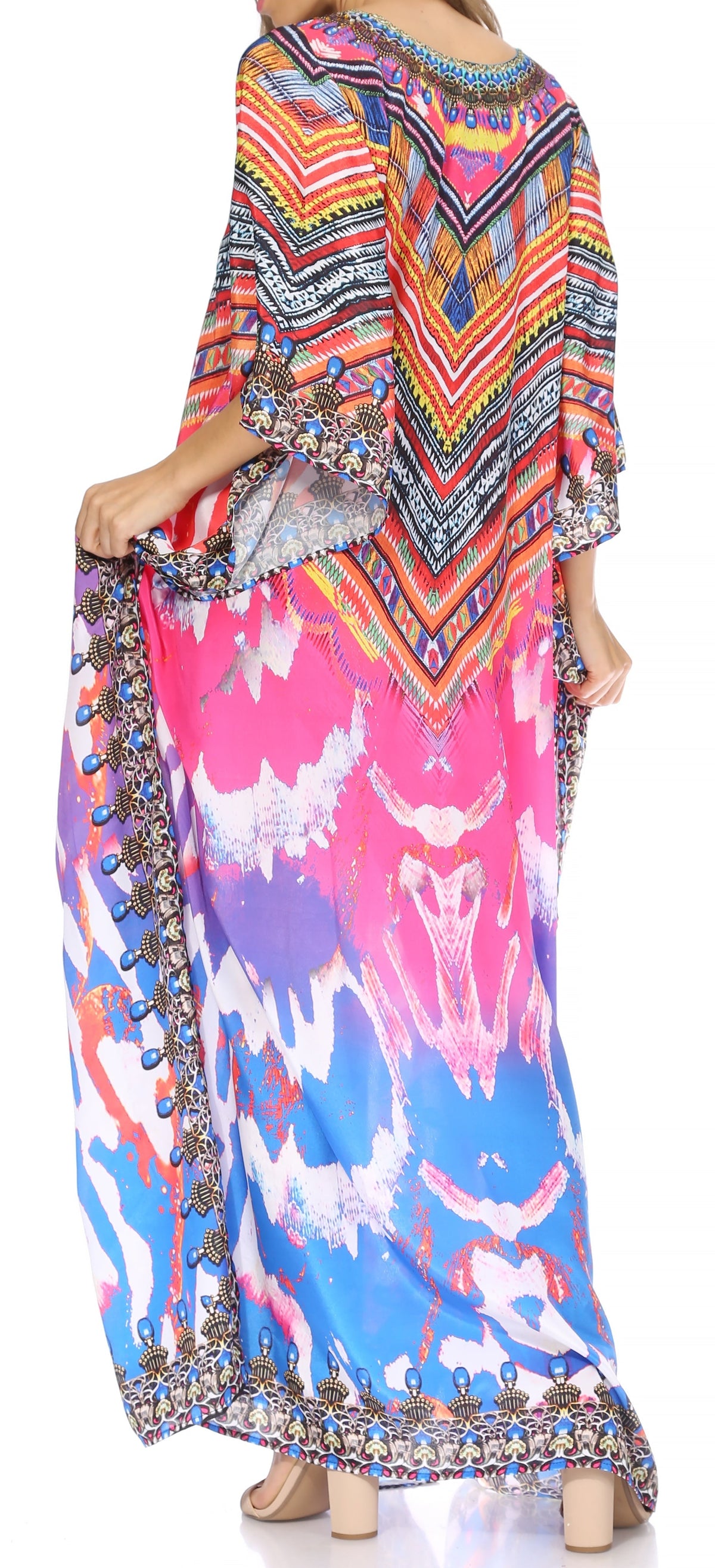 Rhinestone V-Neck Caftan Cover-Up