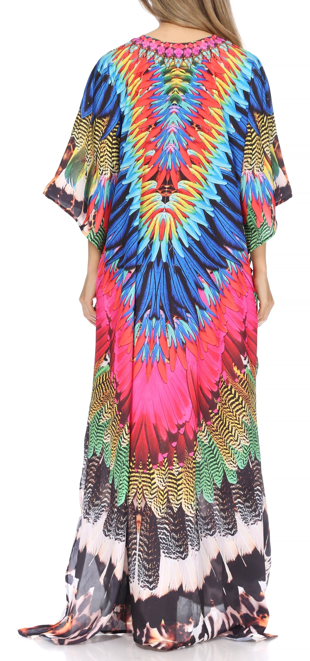 Rhinestone V-Neck Caftan Cover-Up