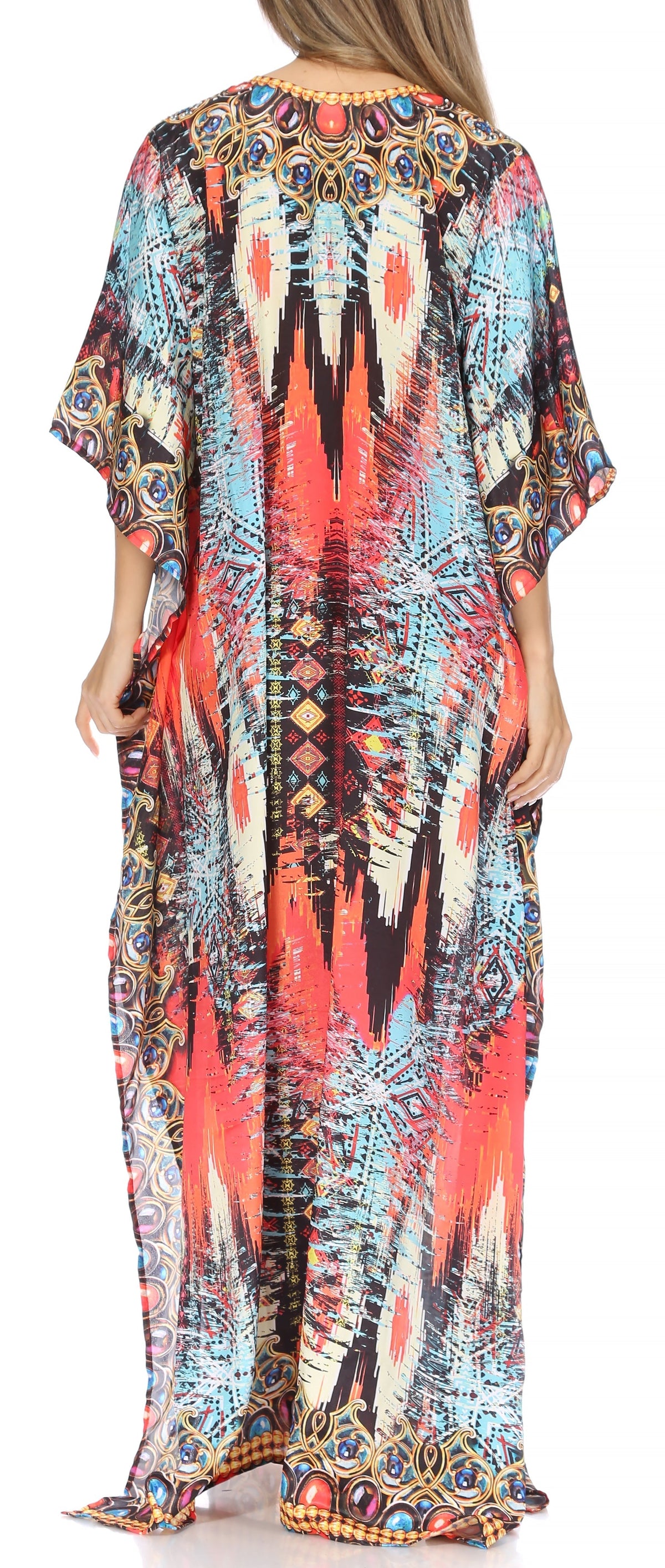 Rhinestone V-Neck Caftan Cover-Up