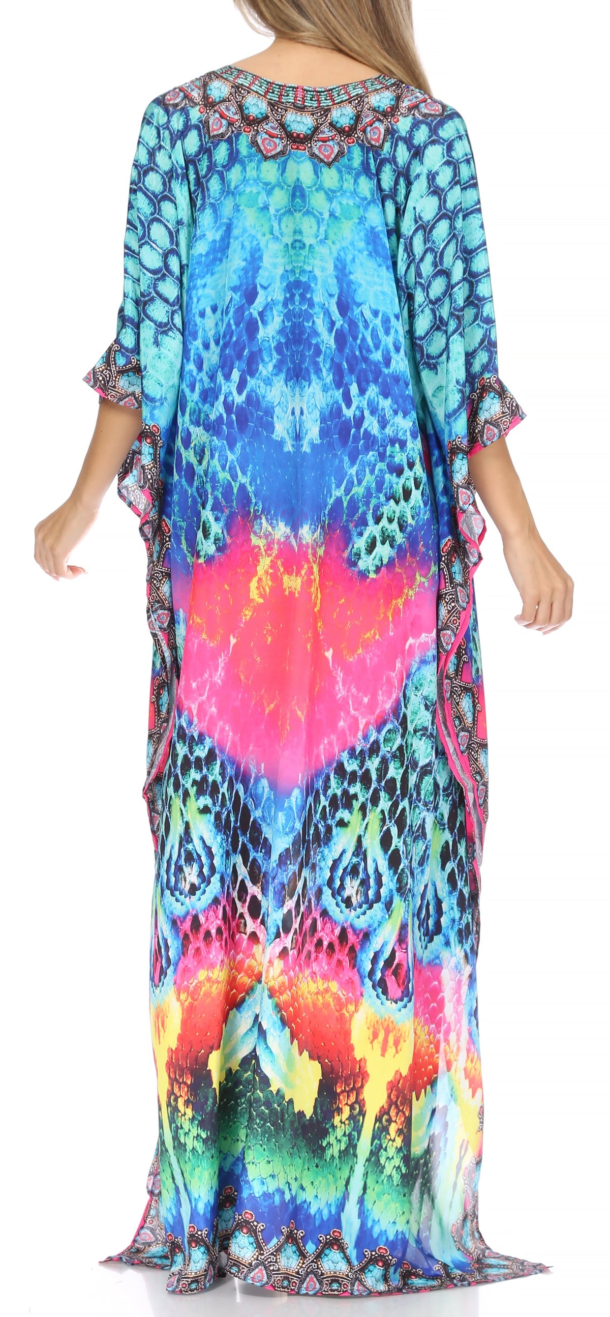 Rhinestone V-Neck Caftan Cover-Up