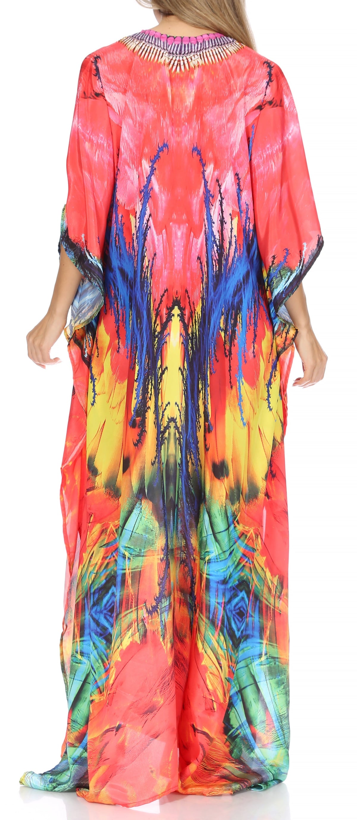 Rhinestone V-Neck Caftan Cover-Up