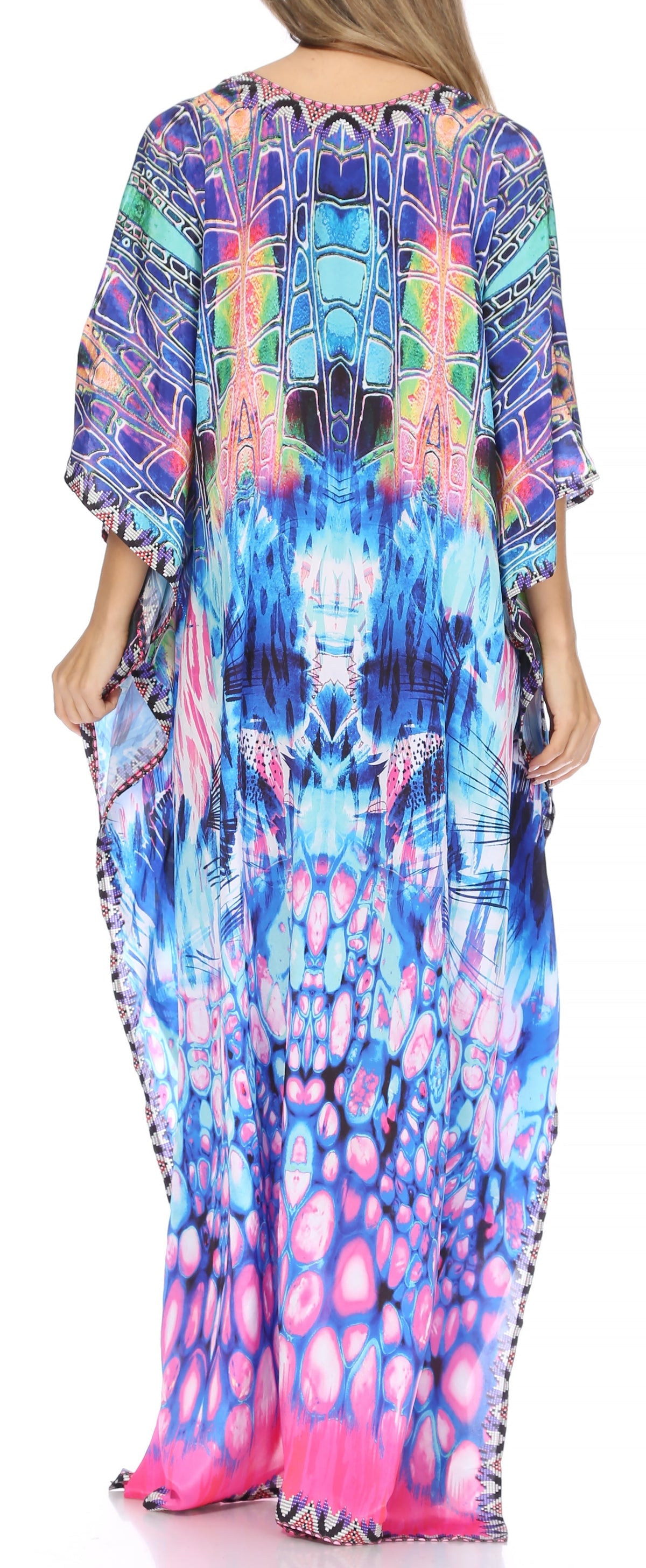 Rhinestone V-Neck Caftan Cover-Up