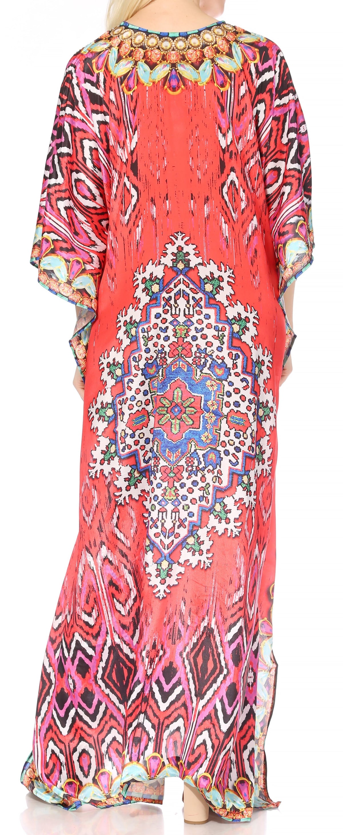 Rhinestone V-Neck Caftan Cover-Up
