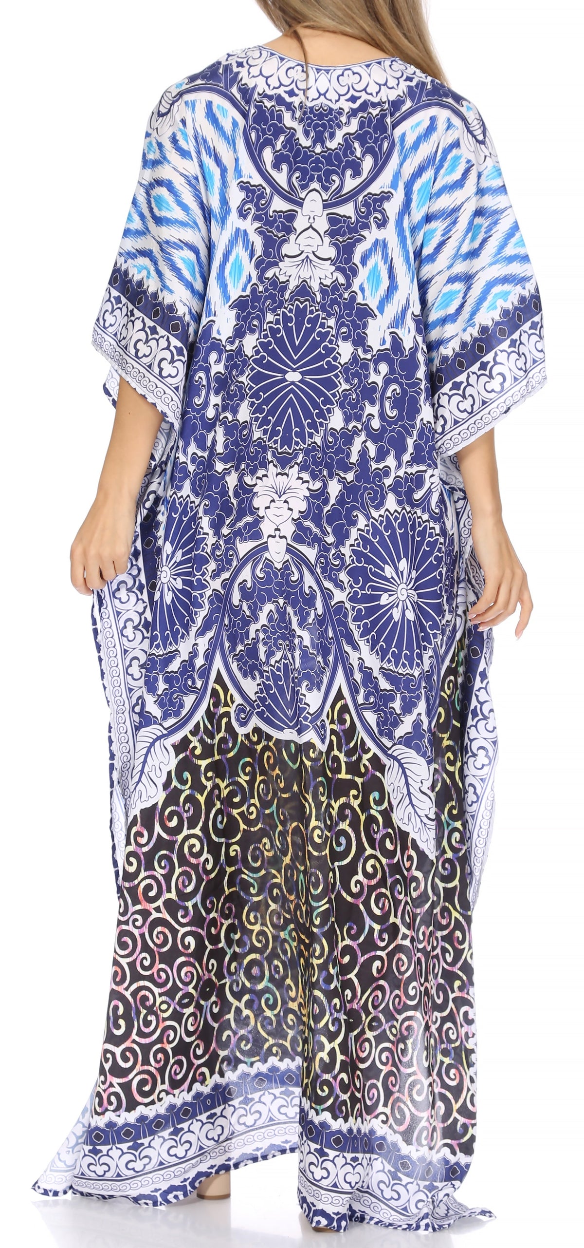 Rhinestone V-Neck Caftan Cover-Up
