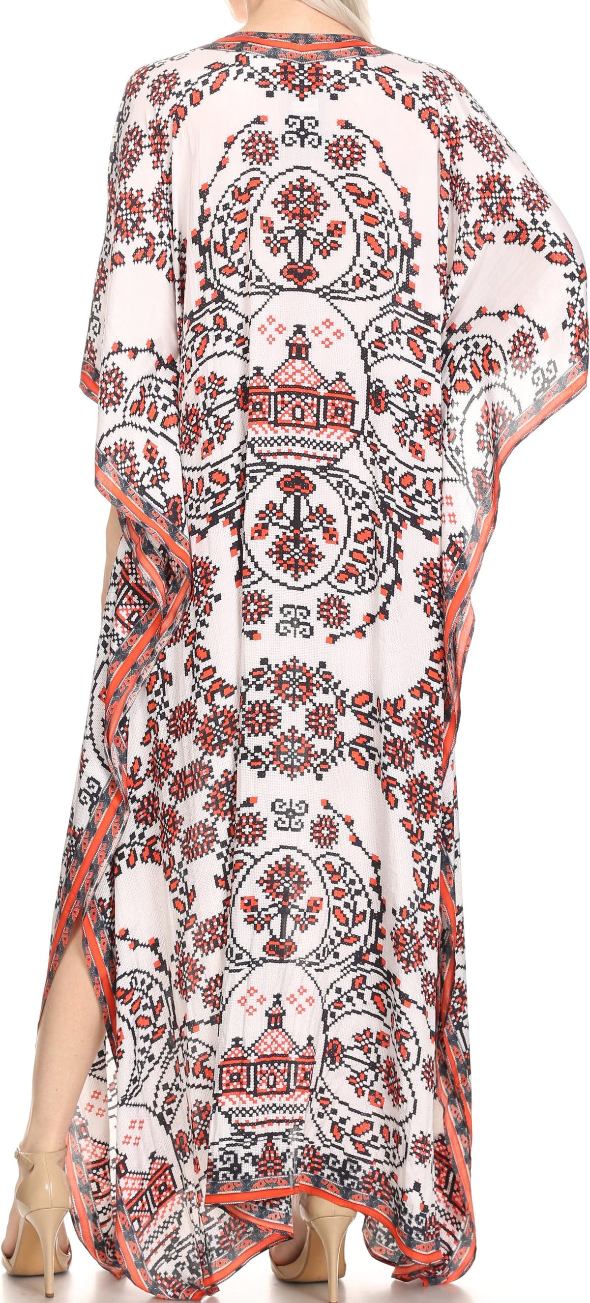 Rhinestone V-Neck Caftan Cover-Up