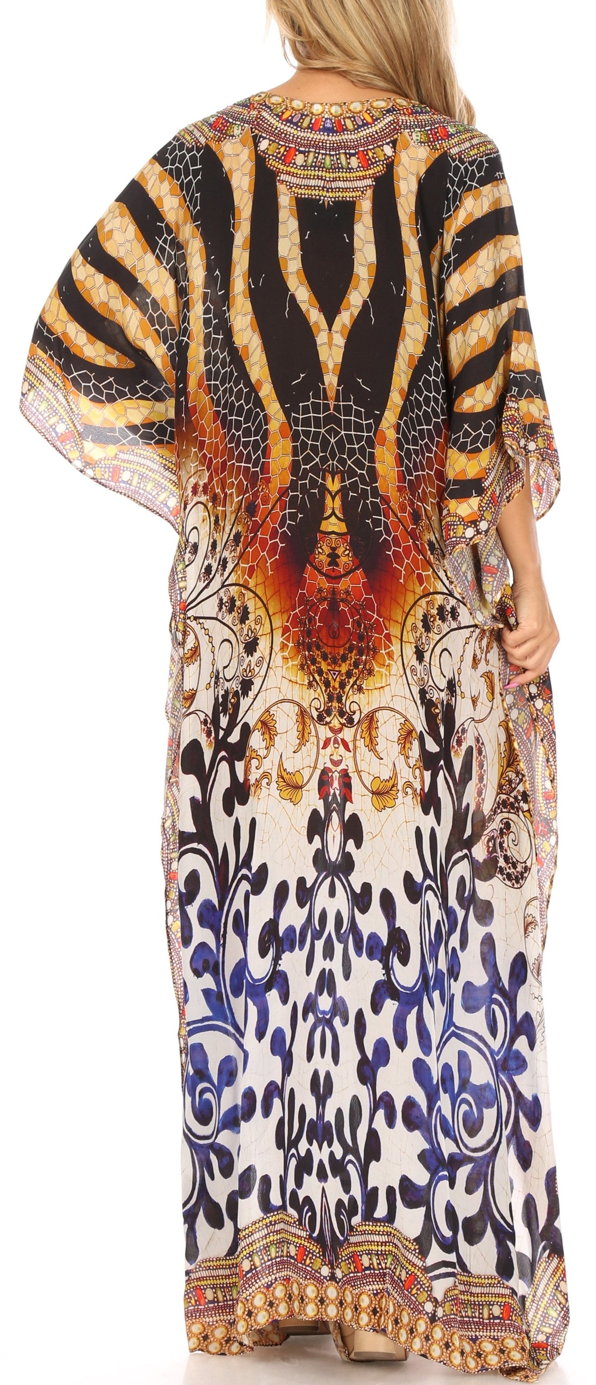Rhinestone V-Neck Caftan Cover-Up