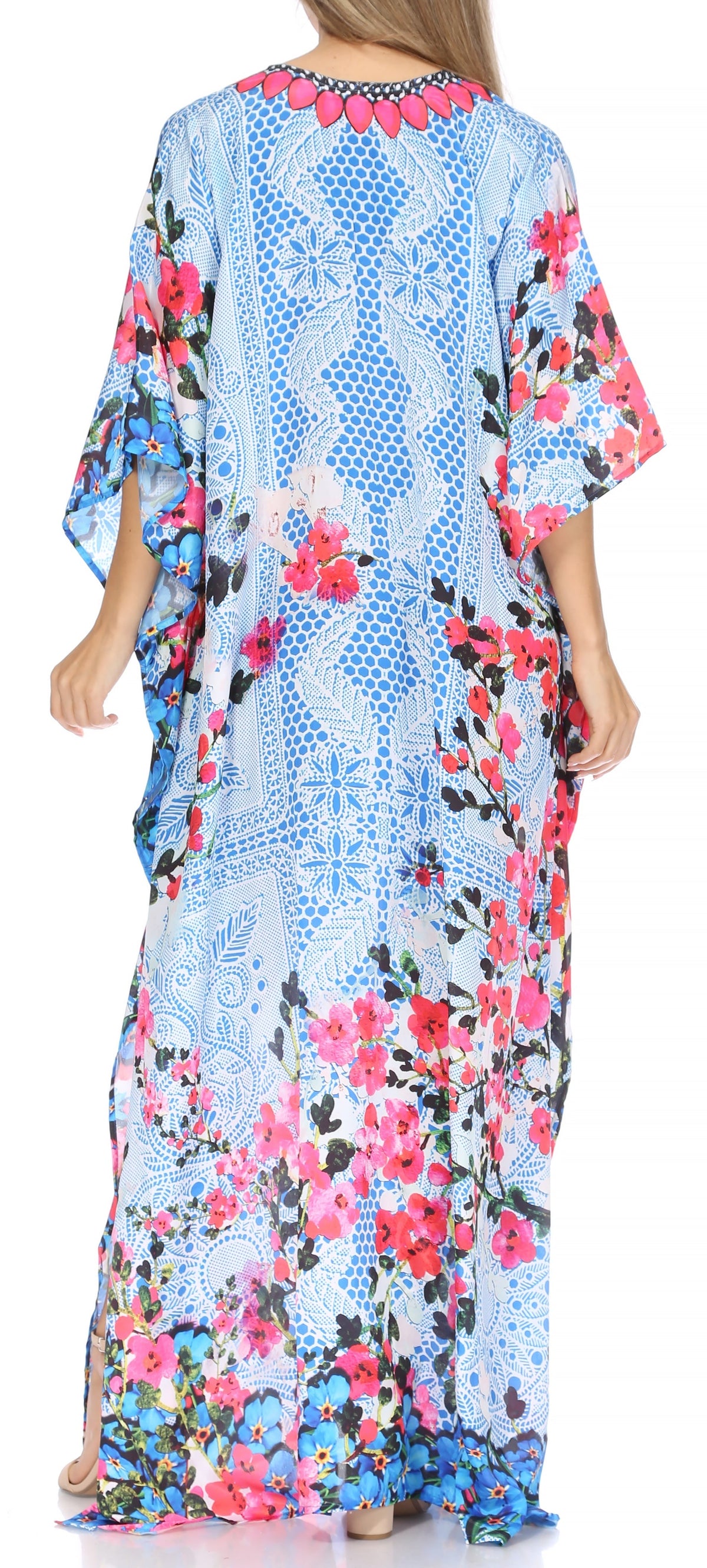 Rhinestone V-Neck Caftan Cover-Up
