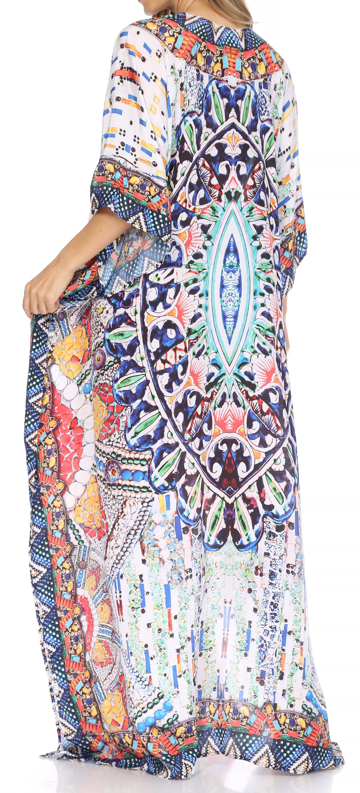 Rhinestone V-Neck Caftan Cover-Up