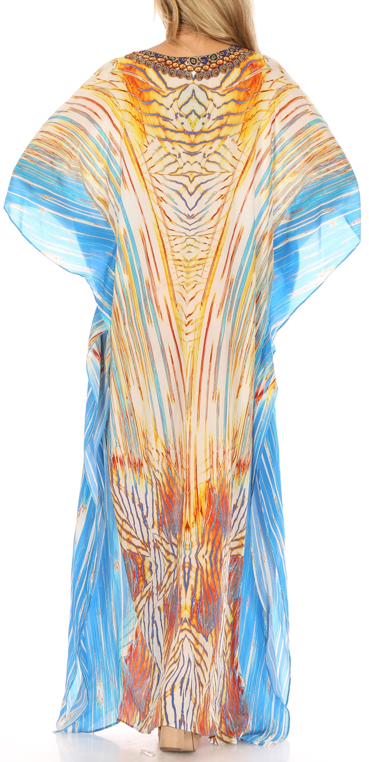 Rhinestone V-Neck Caftan Cover-Up