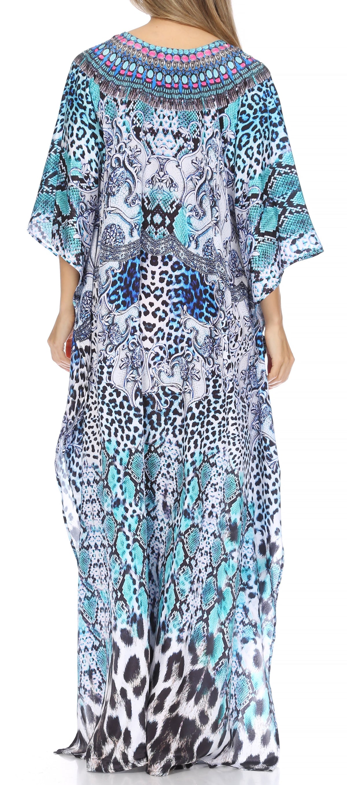 Rhinestone V-Neck Caftan Cover-Up