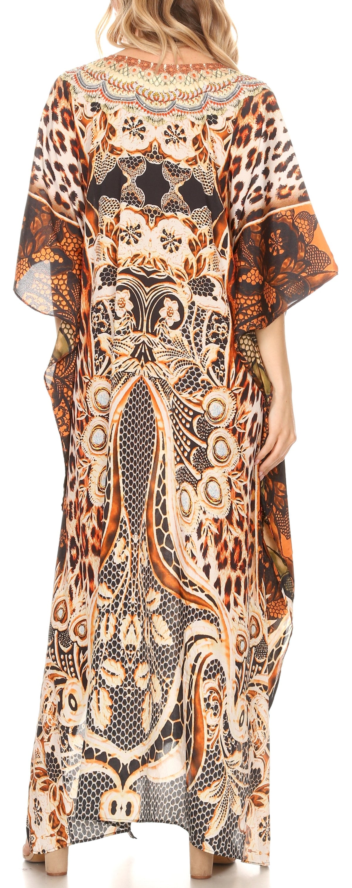 Rhinestone V-Neck Caftan Cover-Up