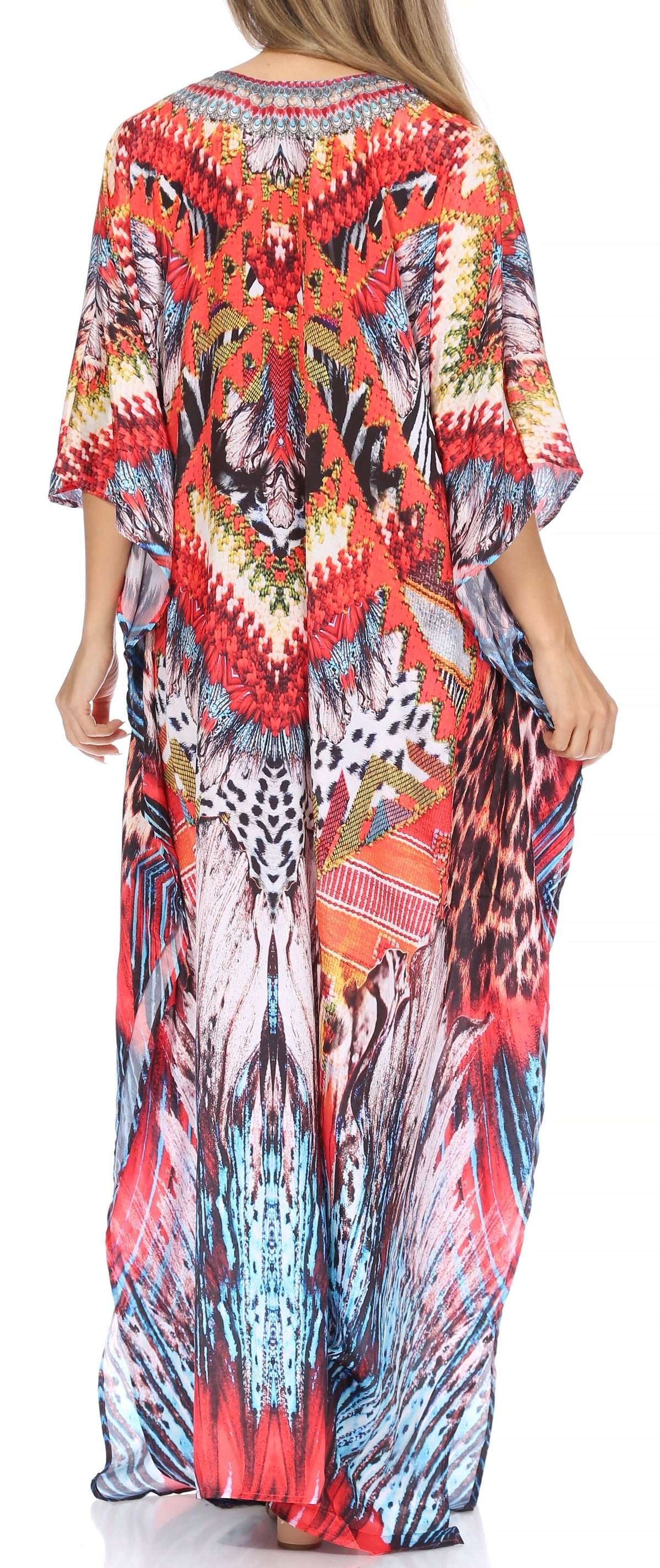 Rhinestone V-Neck Caftan Cover-Up