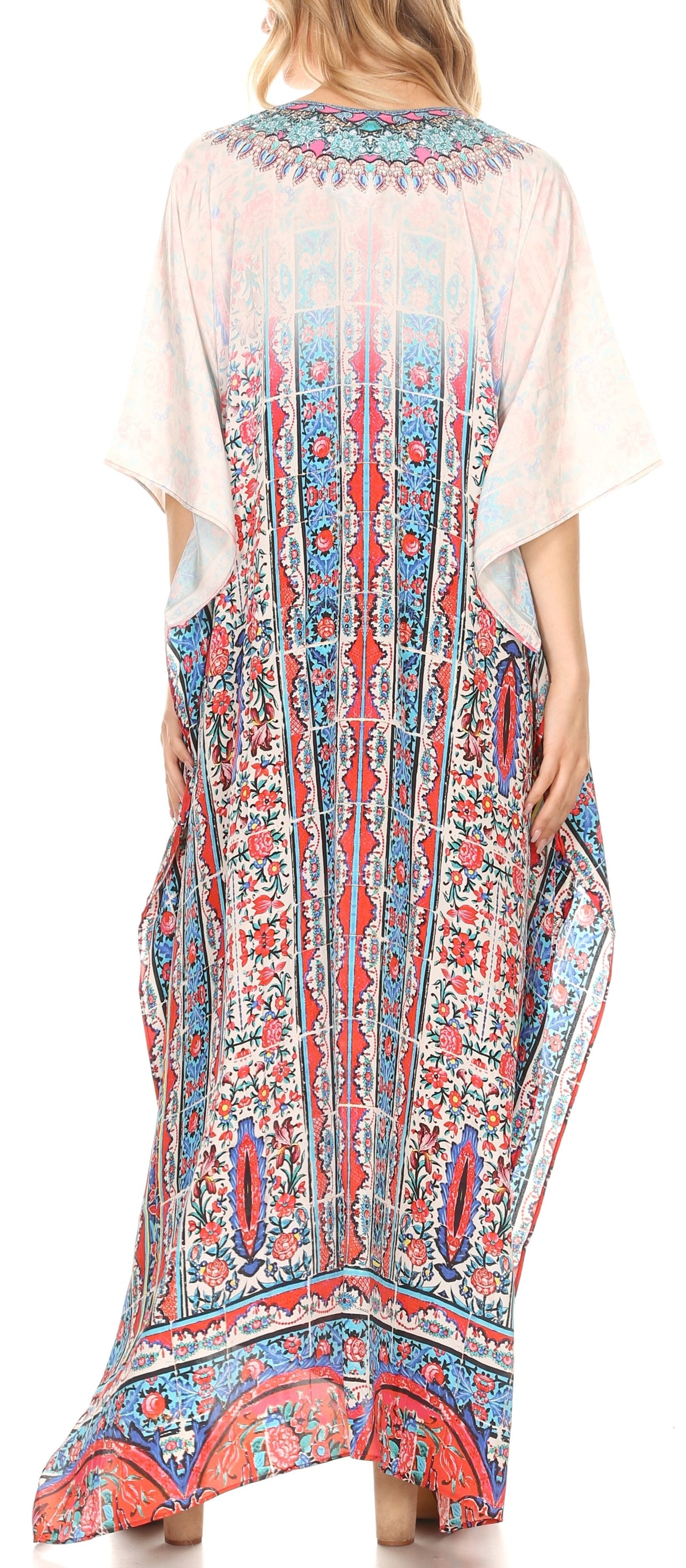 Rhinestone V-Neck Caftan Cover-Up