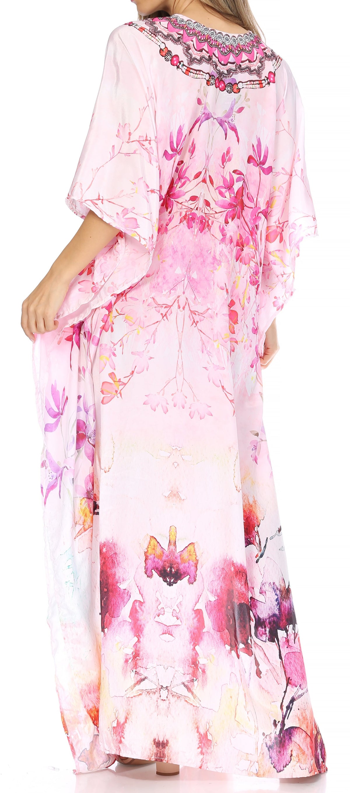 Rhinestone V-Neck Caftan Cover-Up