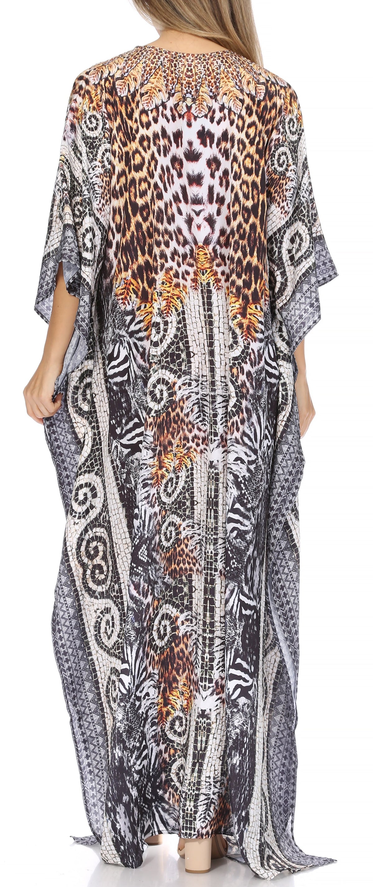 Rhinestone V-Neck Caftan Cover-Up