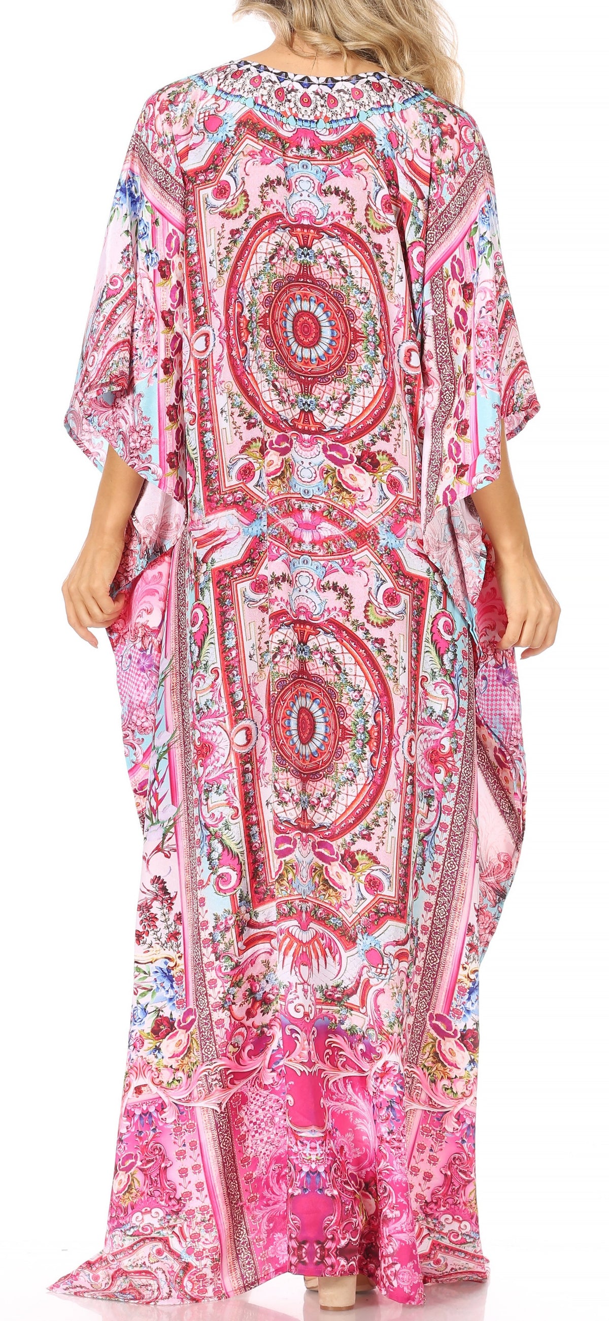 Rhinestone V-Neck Caftan Cover-Up