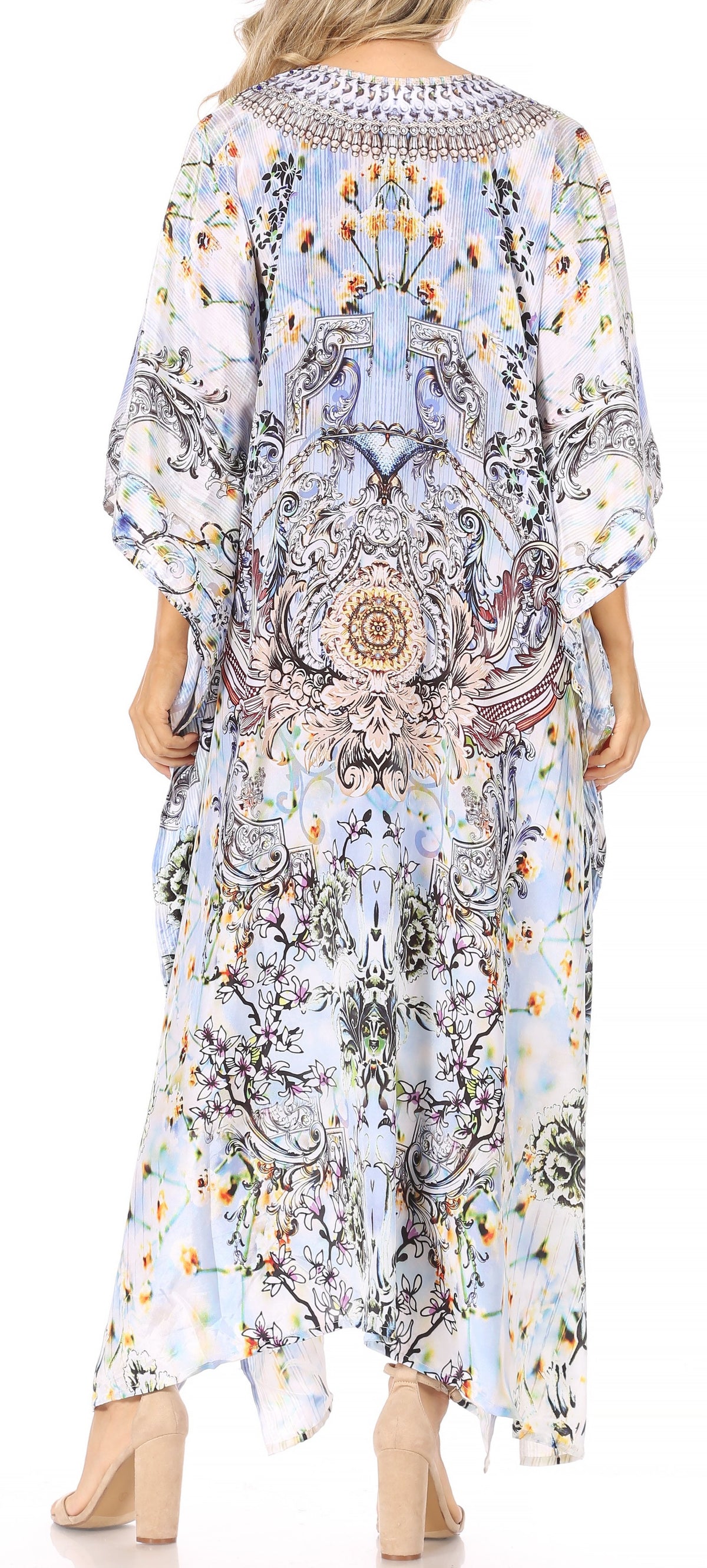 Rhinestone V-Neck Caftan Cover-Up