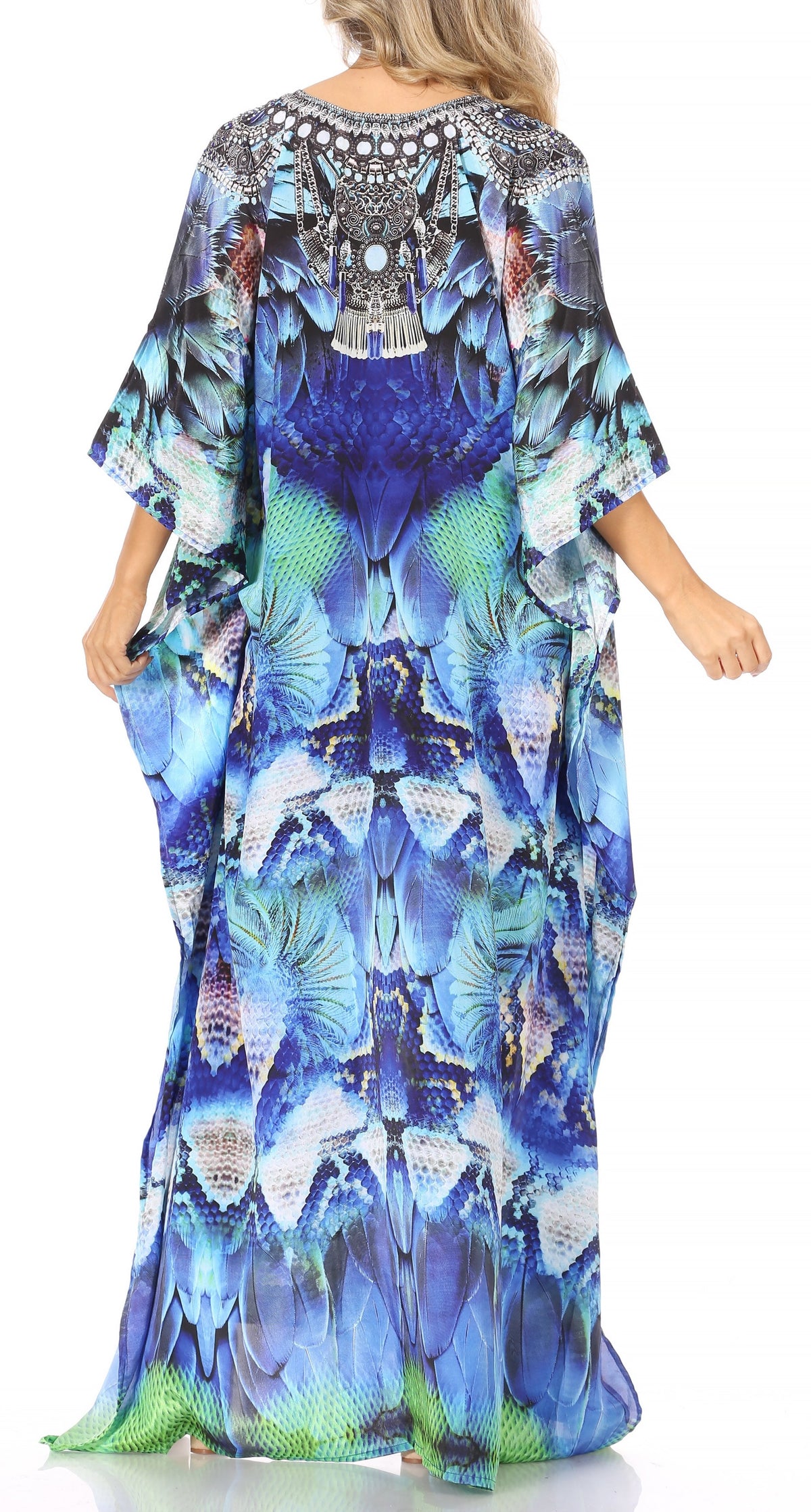 Rhinestone V-Neck Caftan Cover-Up