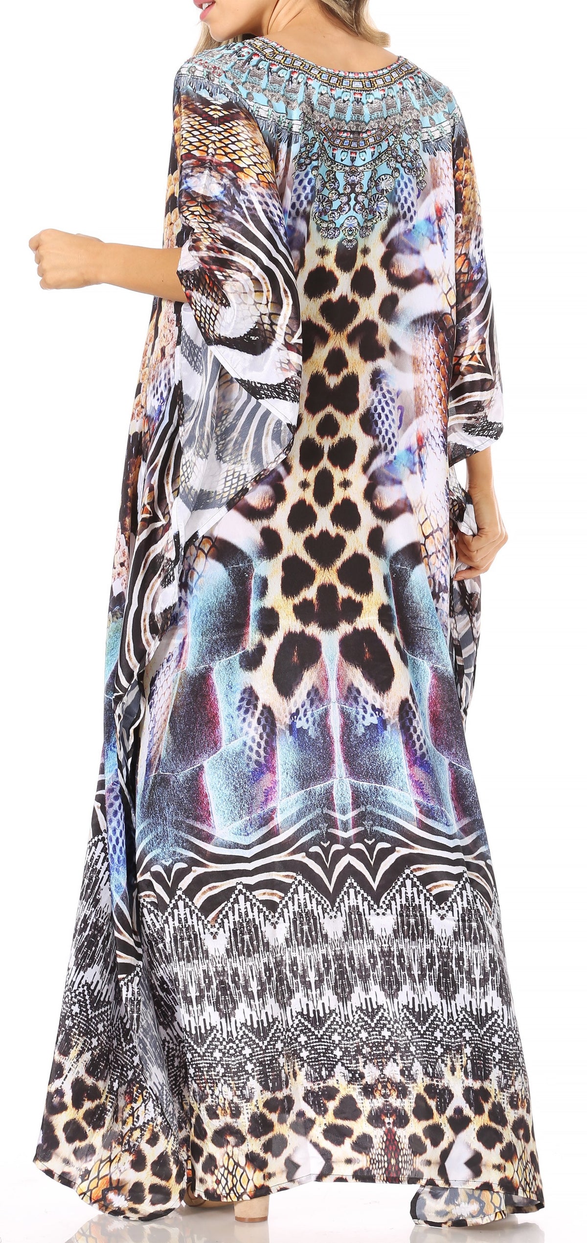 Rhinestone V-Neck Caftan Cover-Up
