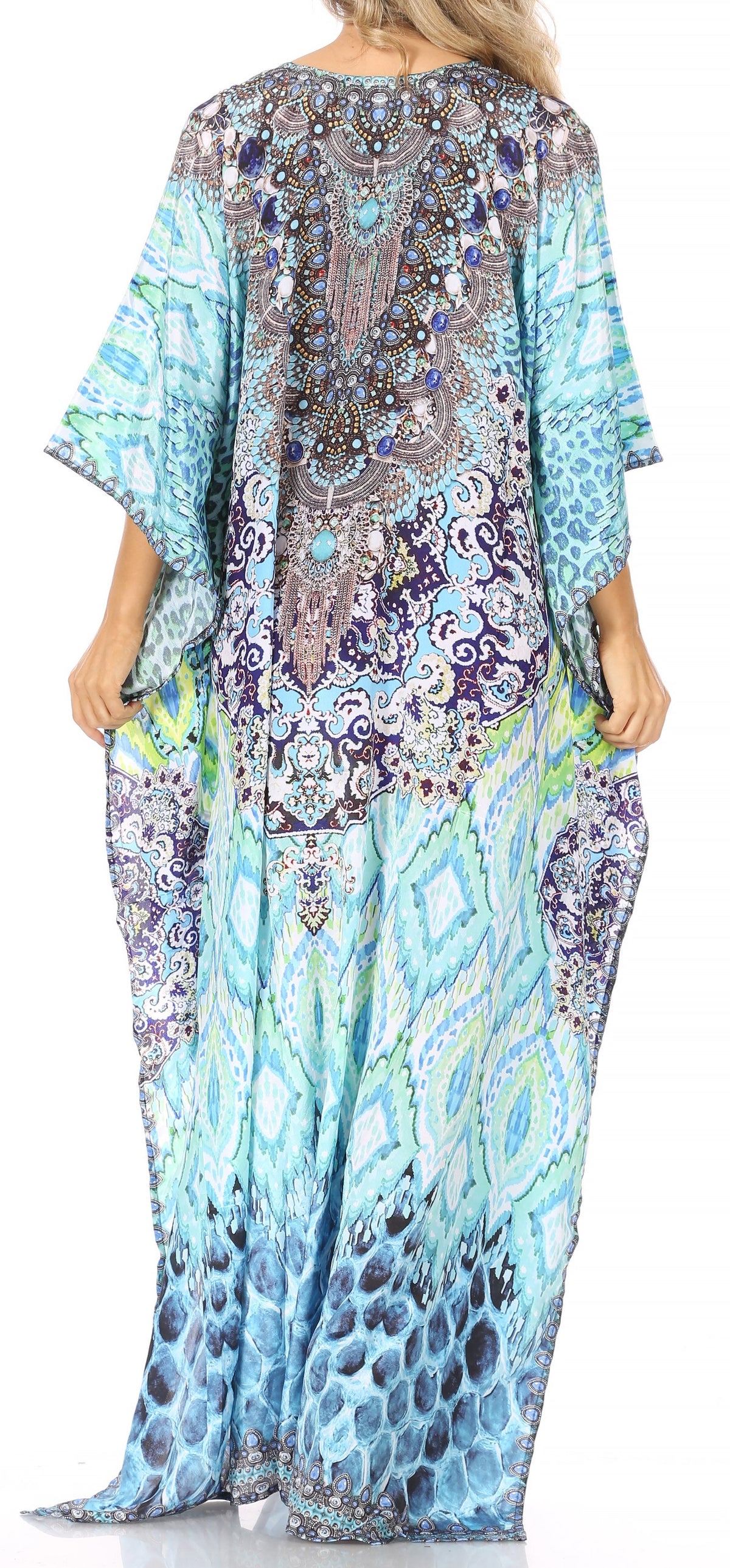 Rhinestone V-Neck Caftan Cover-Up